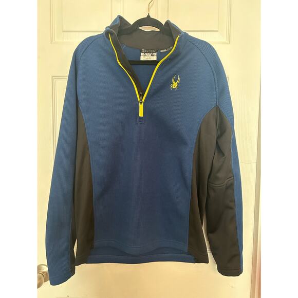 Spyder men’s blue and yellow quarter zip pullover, Size L - Picture 2 of 7